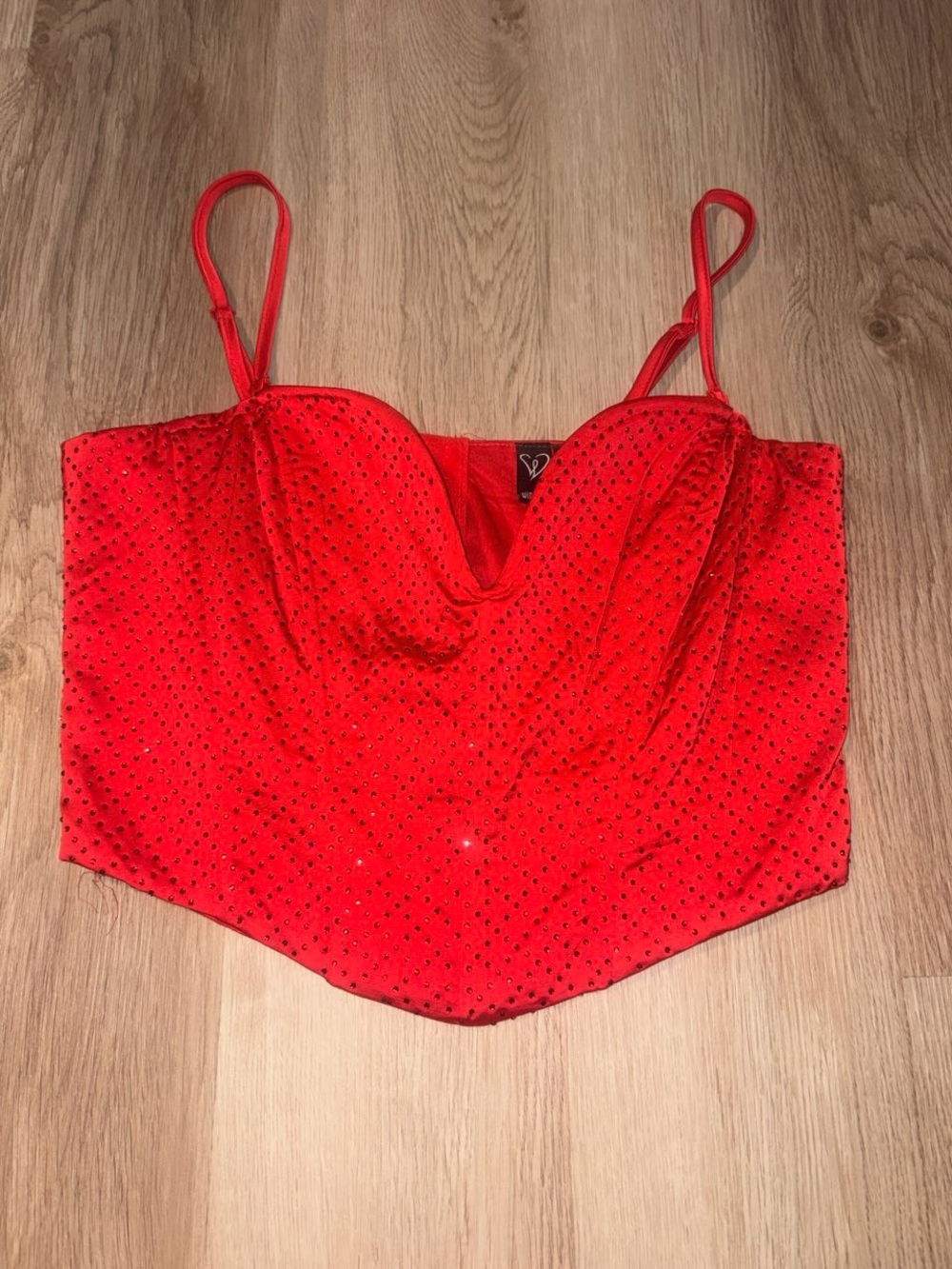 Windsor Red Rhinestone Bustier Crop Top